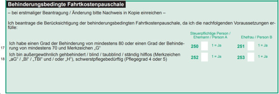Behinderungsbedingte Fahrtkostenpauschale in der Steuererklärung