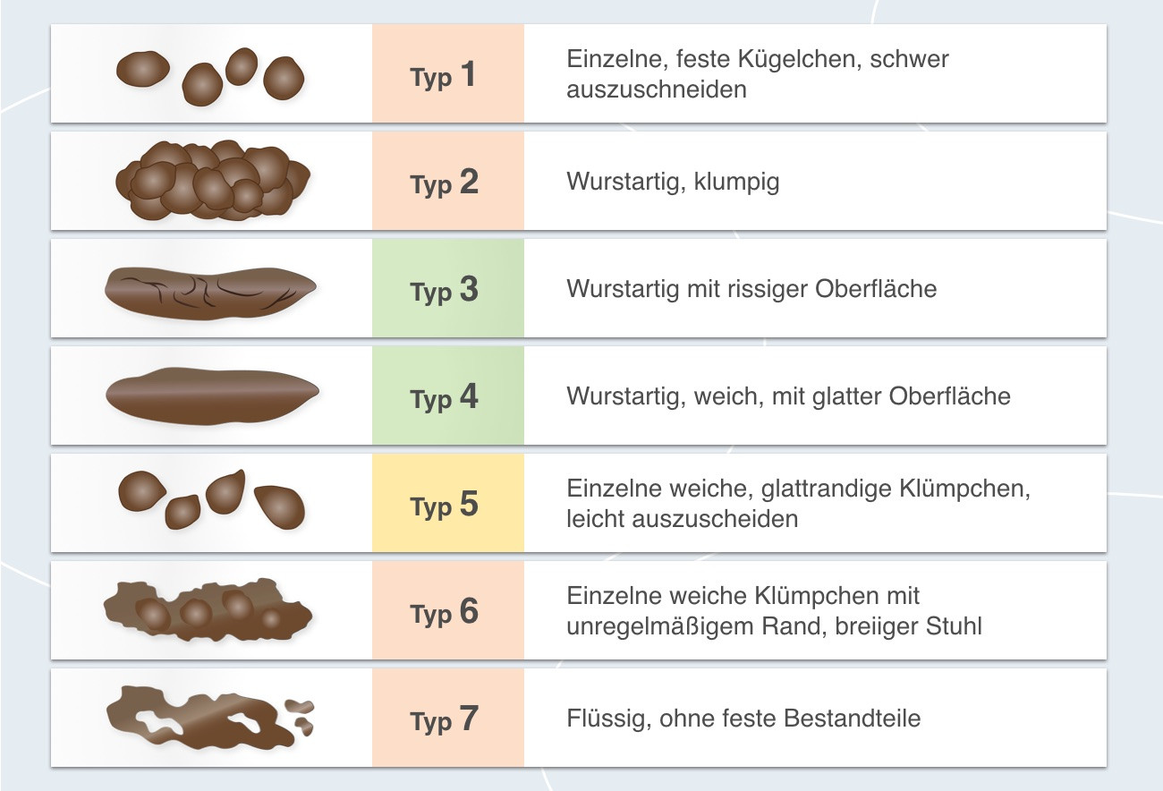 Stuhltypen nach Bristol-Stuhlformen-Skala